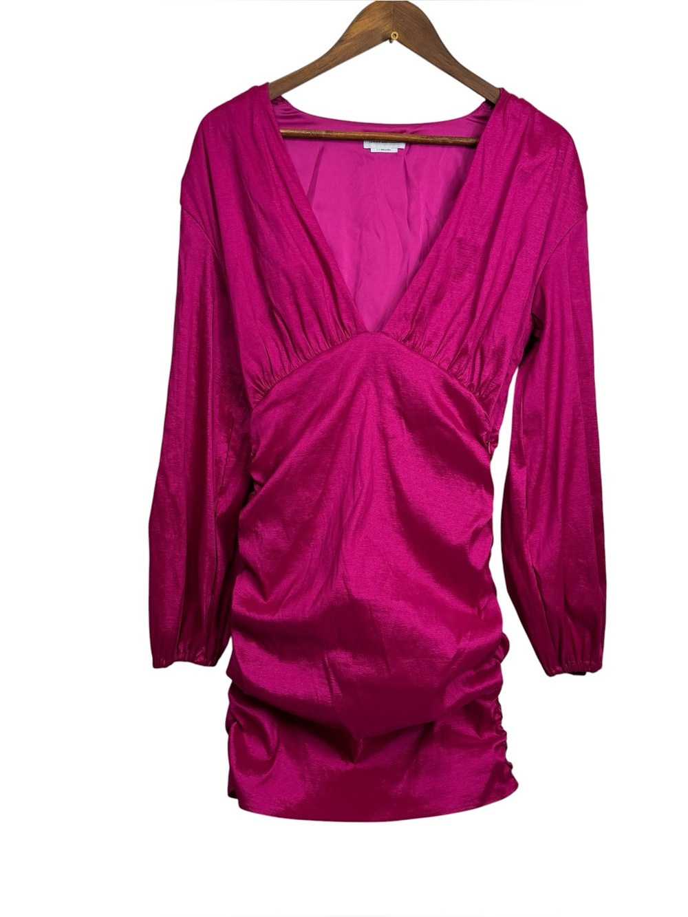 Lovers & Friends Magenta Pink LORENZA MINI DRESS Long Sleeve V-Neck - Picture 2 of 10